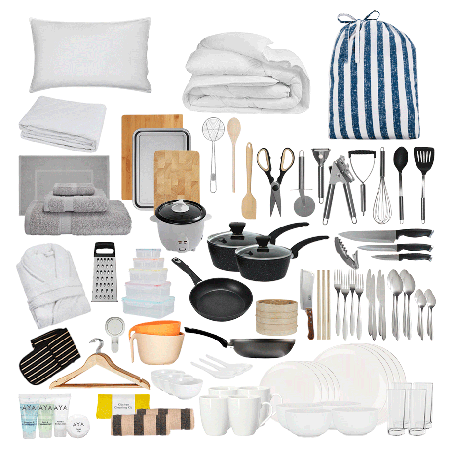 place-setting-4-bedding-Slub Stripe Blue-Premium