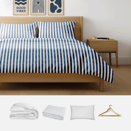 bedding-Slub Stripe Blue-Premium