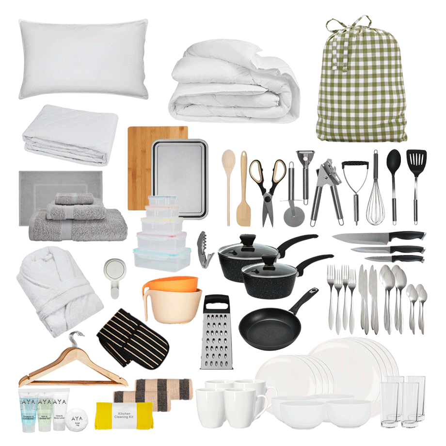 place-setting-4-bedding-Olive Check-Premium