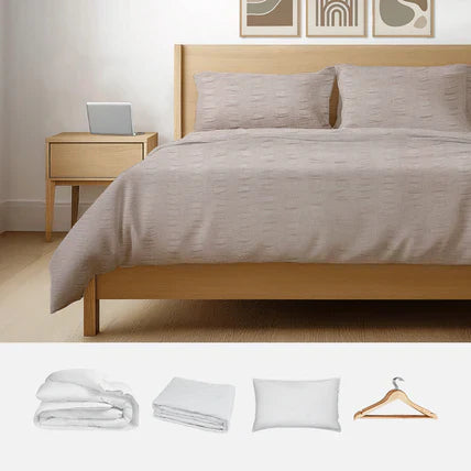 bedding-Seersucker Taupe